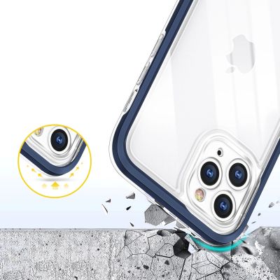6. Clear 3in1 case for iPhone 11 Pro Max blue frame gel cover
