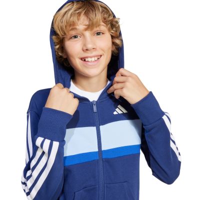14. adidas Seasonal Essentials Tiberio 3-Stripes French Terry Tracksuit for Kids Navy Blue JI6035