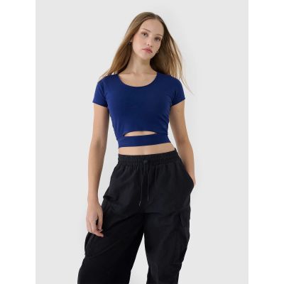 Women's crop top plain t-shirt 4F 4FRSS25TTSHF2695-31S