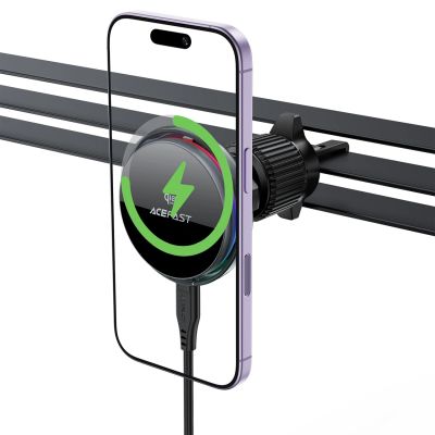 5. Acefast D61 Magnetic Car Air Vent Holder with Qi2 25W Wireless Charging - Gray