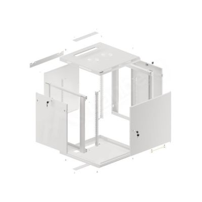 2. INSTALLATION RACK CABINET, WALL-HUNG 19" 12U 600X600, GRAY, METAL DOORS (FLAT PACK)