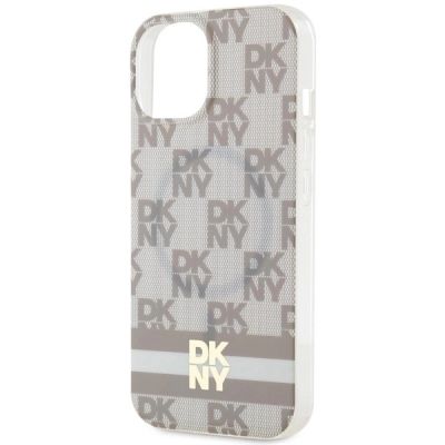 6. DKNY IML Checkered Mono Pattern & Printed Stripes MagSafe case for iPhone 15 / 14 / 13 - beige