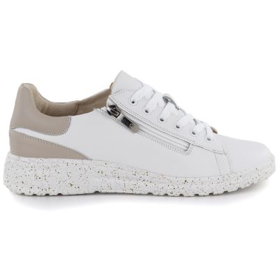 2. Women's leather shoes with zipper, white Potocki JE19402