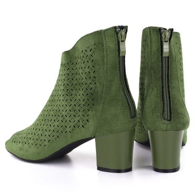 4. Women's open-toe green ankle boots M.Daszyński MR1954-23