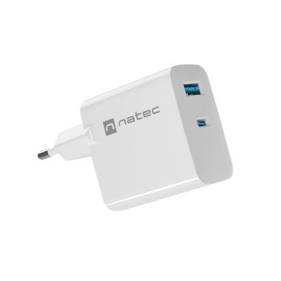 NATEC CHARGER RIBERA GAN 1X USB-A + 1X USB-C 45W WHITE NUC-2142