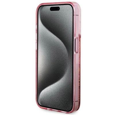 5. Guess Liquid Glitter Gold Stripes case for iPhone 15 Pro - pink