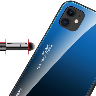 9. Gradient Glass Durable Cover with Tempered Glass Back iPhone 12 mini black-red