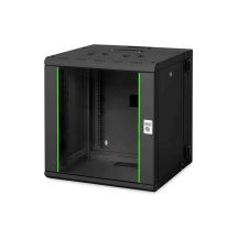 Digitus Unique 19" 12U 600x600 wall-mounted network cabinet, glass door, black, sectional, folded, 100kg