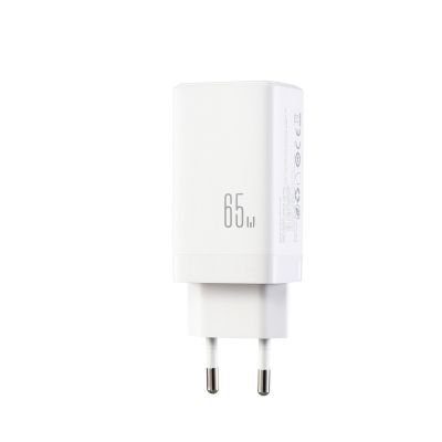 3. Joyroom JR-TG10 65W GaN 2x USB-C + USB-A wall charger with 100W USB-C - USB-C 1.2m cable - white