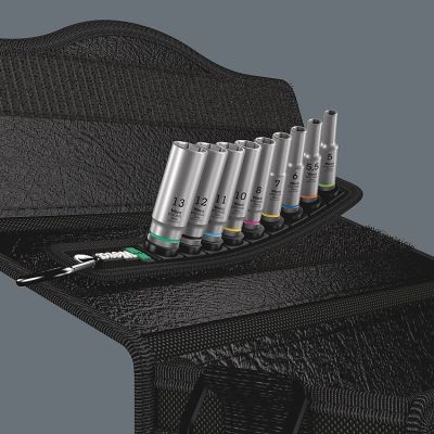 5. 1/4'' long impact socket set 5-13MM, 9 PCS.