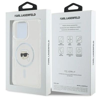 8. Karl Lagerfeld IML Metal Karl Head MagSafe Case for iPhone 16 Pro - White
