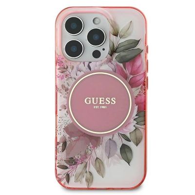 3. Guess IML Flower & Tonal Circle MagSafe iPhone 16 Pro Max Case - Pink