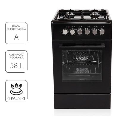 2. Gas-electric cooker MPM-56-KGM-12B black 50cm, convection