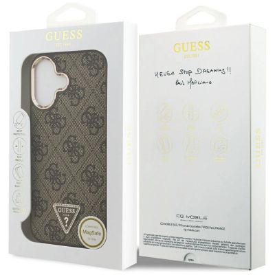 8. Guess 4G Triangle Logo MagSafe Case for iPhone 17 - Brown and Gold