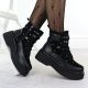 5. Women's leather ankle boots with rhinestones on the platform, black Goe SS2N4140