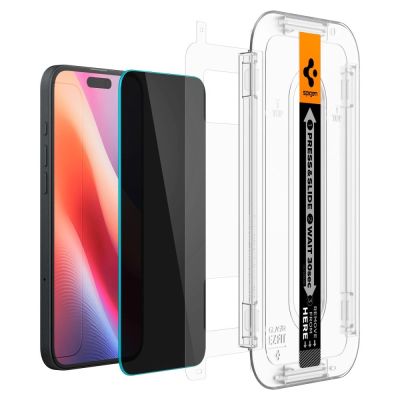 4. Spigen Glas.tR EzFit Privacy Tempered Glass for iPhone 15/16 with Adapter (2 pcs.)