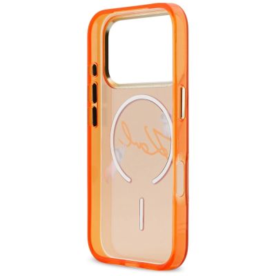 7. Karl Lagerfeld IML Choupettes Karl Script Logo MagSafe Case for iPhone 17 Pro - Orange