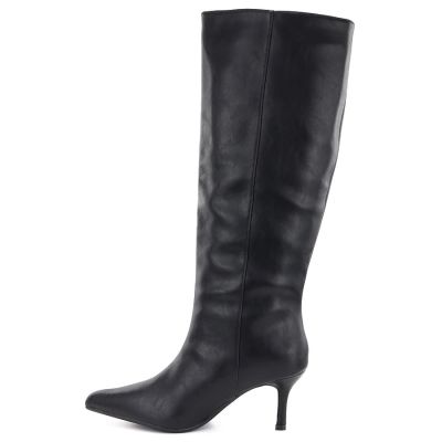 8. Women's leather boots with a high heel, insulated, black Big Star UU274497