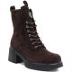 Women's leather ankle boots with a block heel and platform, chocolate brown, Vinceza 67009