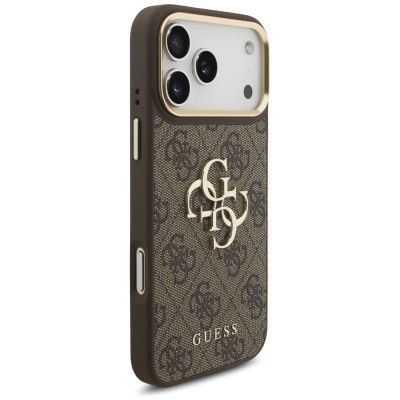 4. Guess 4G Big 4G Classic Logo Big Strap Metal Buttons Case for iPhone 17 Pro Max - Brown