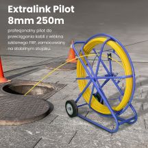 Extralink Pilot 8mm 250m | Pilot cable puller | FRP fiberglass, 8mm dia, 250m long, yellow (EX.30905)