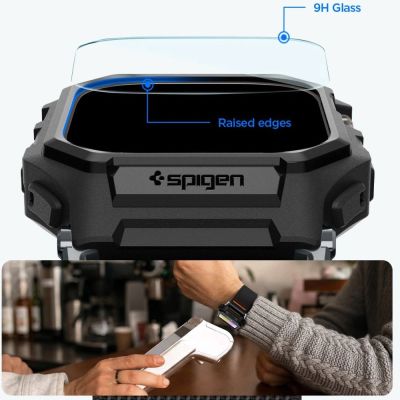 8. Spigen Lite Fit Pro Strap + Tempered Glass Screen Protector for Apple Watch Ultra 49mm - Black