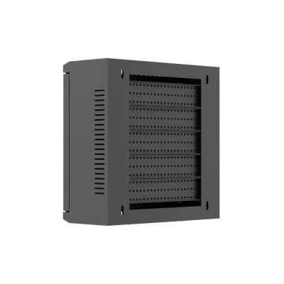 12. LANBERG TPR 10" Installation Cabinet with Mesh Panel 340×340×140, Black (Assembled)