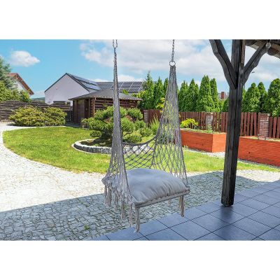 4. OPENWORK HAMMOCK HANGING CHAIR STORK'S NEST 60x60x150CM WITH ECRU PILLOW
