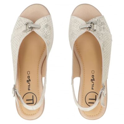 5. Women's leather sandals on a block, gold Filippo DS7645