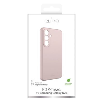 2. Puro ICON MAG protective case for Samsung Galaxy S26 Plus silicone compatible with MagSafe - pink