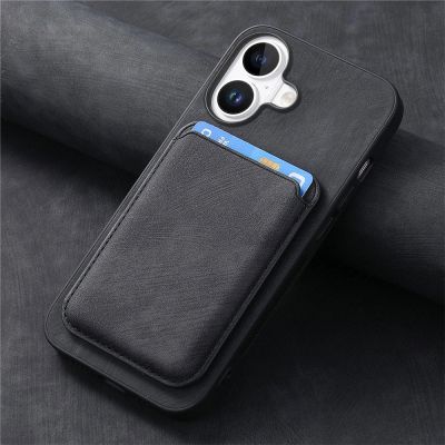 16. Synthetic Leather iPhone 17 Case with Detachable MagSafe Compatible Card Holder - Black