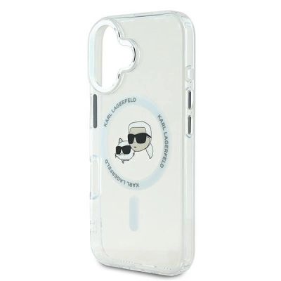 6. Karl Lagerfeld IML Metal Karl&Choupette Head MagSafe Case for iPhone 16 - White