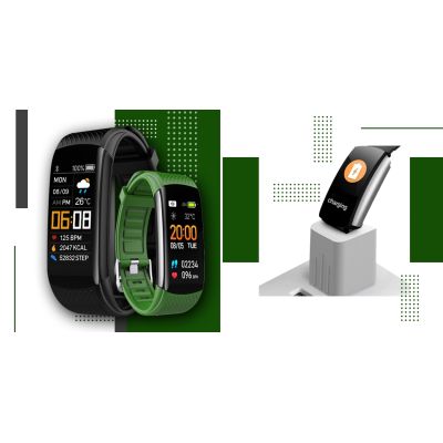 4. Smartwatch GIEWONT Black and Green 2 Straps GW200-5