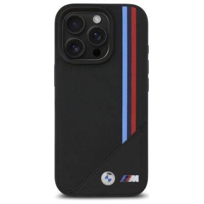 3. BMW M Meshed Tricolor Stripes MagSafe Case for iPhone 16 Pro Max - Black