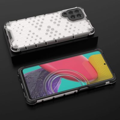 20. Honeycomb case armored cover with a gel frame for Samsung Galaxy M53 5G transparent