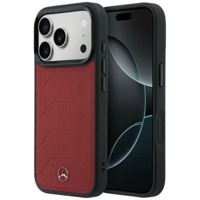 Mercedes Leather Mesh with Bow Line MagSafe Case for iPhone 17 Pro - Red