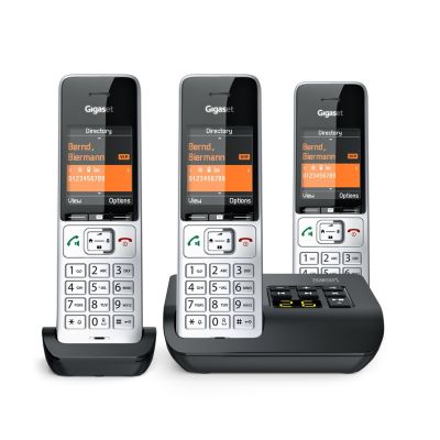 2. Gigaset 500A Comfort Trio Cordless Phone - Answering Machine - ECO DECT\GAP\CAT-iq - Silver + 2 additional handsets