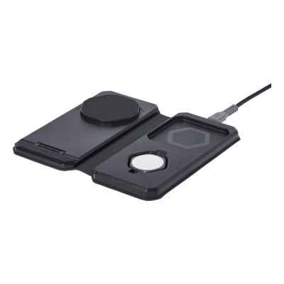 3. UAG 3in1 Travel Charger - wireless travel charger for three devices 15W, MagSafe compatible, cable, plugs and organizer included (black/gray)