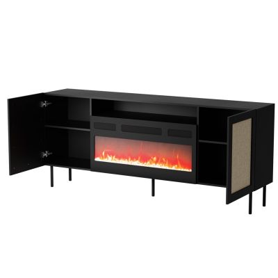 3. JUTA EF chest of drawers + electric fireplace 202x39.5x85 black + calabria linoleum