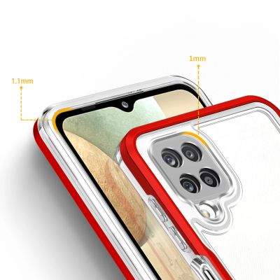 4. Clear 3in1 Case for Samsung Galaxy A22 4G Frame Gel Cover Red