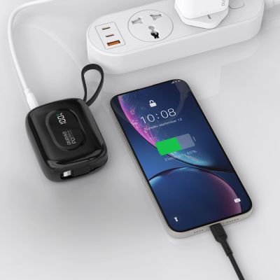 6. Dudao K32 Powerbank 22.5W 10000 mAh with Built-in USB-C/ Lightning Cable - Black