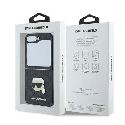 8. Karl Lagerfeld Saffiano Monogram Case for Samsung Galaxy Z Flip 6 - Black