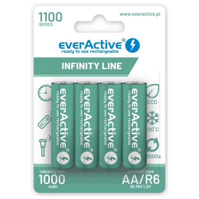 EVERACTIVE AA / R6 BATTERIES EVERACTIVE NI-MH 1100 MAH INFINITY LINE - BLISTER OF 4 EVHRL6-1100