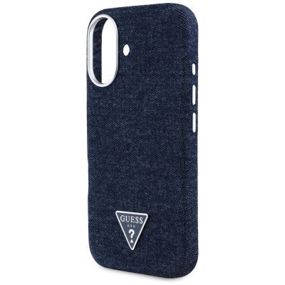 6. Guess Denim Triangle Logo MagSafe iPhone 16 Case - Blue