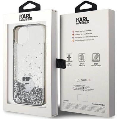 8. Karl Lagerfeld Liquid Glitter Choupette case for iPhone 15 Plus - transparent