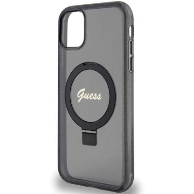6. Guess Ring Stand Script Glitter MagSafe case for iPhone 11 / Xr - black