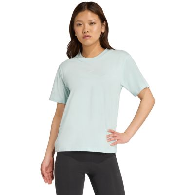 7. adidas Essentials Small Logo Cotton Light Blue Women's T-Shirt JY4965