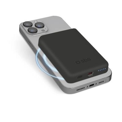 SBS TEBB5000MAG1CK Wireless Power Bank 5000 mAh USB-C, MagSafe Compatible - Black