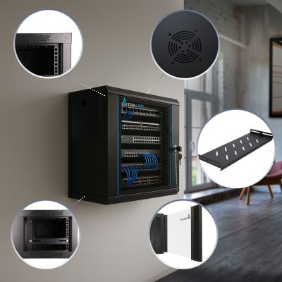 10. Extralink LITE 12U 530X400 WALL-MOUNTED RACKMOUNT CABINET BLACK Freestanding/Wall/Floor Rack Black