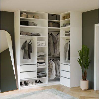8. OPENO Modular Wardrobe SET 260/250 WHITE with Drawers, Rails and Shelves – Large, for the Bedroom